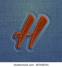 Realistic embroidered character from a typeset, vector