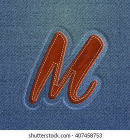 Realistic embroidered character from a typeset, vector