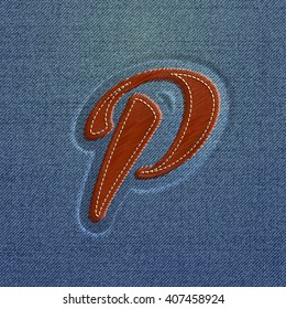 Realistic embroidered character from a typeset, vector