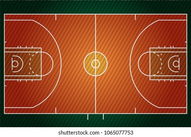 Realistic embroidered patch work texture of Baseketball court field element vector illustration design concept