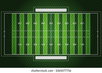 Realistic embroidered patch work texture of American football field element vector illustration design concept