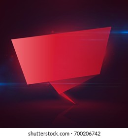 Realistic empty 3d banner template with neon light and optical flare effects . Red space with label for promotion or ad . Vector illustration .