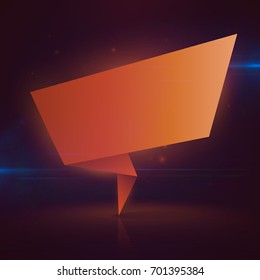 Realistic empty 3d banner template with neon light and optical flare effects . Orange space with label for promotion or ad . Vector illustration .