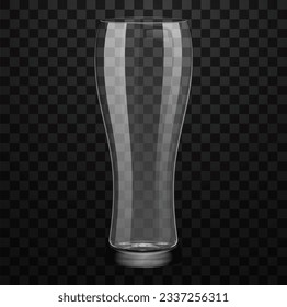 Realistic empty beer glass isolated on transparent background
