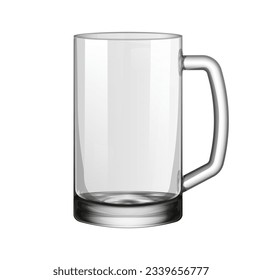 Realistic empty beer glass isolated on white background