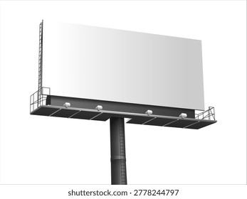 Realistic empty billboard isolated on white background designed for outdoor advertising media mockups promotional campaigns and professional marketing presentations