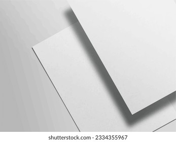 Realistic empty Blank white flyer mockup Paper Leaflet, Flyer, Broadsheet, A4 With Windows and Leaves Shadow Overlay. 3D Illustration Isolated Background. 3D EPS Vector Illustration.