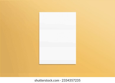 Realistic empty Blank white flyer mockup Paper Leaflet, Flyer, Broadsheet, A4 With Windows and Leaves Shadow Overlay. 3D Illustration Isolated Background. 3D EPS Vector Illustration.