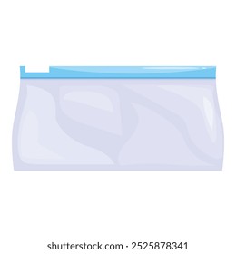 Realistic empty blue plastic bag with zipper, slider closure for food storage