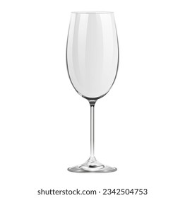Realistic empty cabernet wine glass isolated on white background