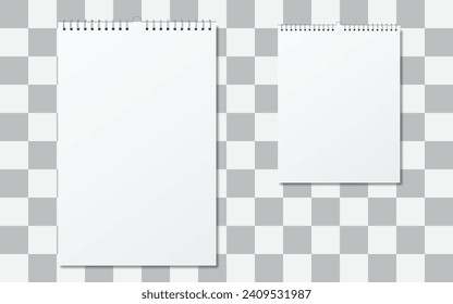 Realistic empty calendar paper sheet mockup spiral binding