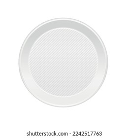 Realistic empty disposable white plastic plate vector illustration