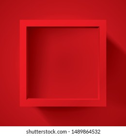 Realistic empty frame on red background, border for your creative project, mockup for you project. Vector design