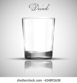 Realistic Empty Glass Bar Old Fashioned For Your Advertising Banner. Vector Illustration