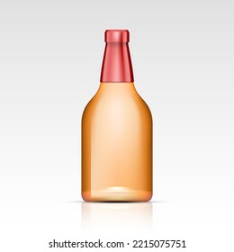 Realistic empty glass cognac or brandy bottle isolated on transparent background. Mock up template blank for alcohol product packing advertisement. 3d vector illustration
