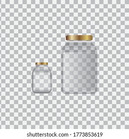 Realistic Empty Glass Jar Set Isolated On White Background