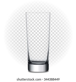Realistic empty glass, vector illustration with transparency