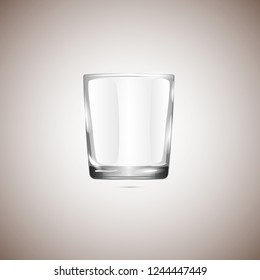 Realistic empty glassful, isolated on beige background. Vector illustration, EPS 10.