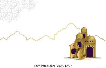 Realistic empty islamic greeting cover design template
