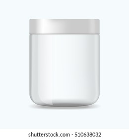 Realistic empty jar vector mockup. Food and cosmetic package 