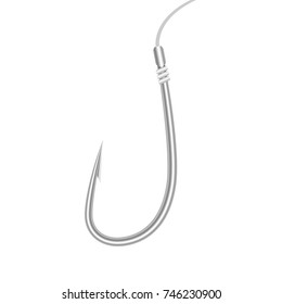 Realistic empty metal  fishing hook. Vector illustration. 