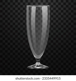 Realistic empty milkshake glass isolated on transparent background