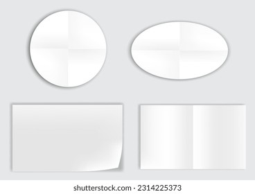 realistic empty paper folded isolated - 3d illustration
