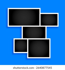 realistic empty photo frame composition background design vector