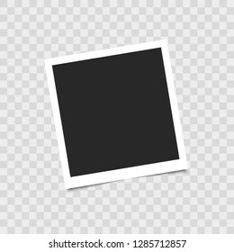 Realistic empty photo frame on transparent background. Vector illustration for your design