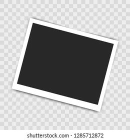 Realistic empty photo frame on transparent background. Vector illustration for your design