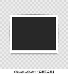 Realistic empty photo frame on transparent background. Vector illustration for your design