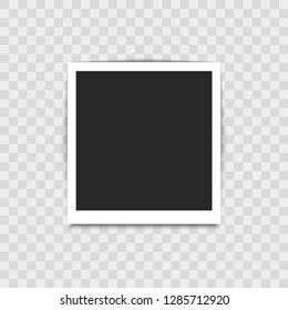 Realistic empty photo frame on transparent background. Vector illustration for your design