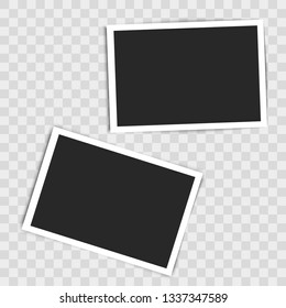 Realistic empty photo frame on transparent background. Vector illustration for your design.