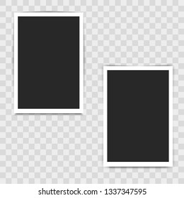 Realistic empty photo frame on transparent background. Vector illustration for your design.