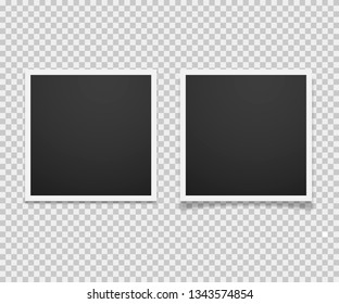 Realistic empty photo frame on transparent background with shadow. Trendy mockup. EPS 10