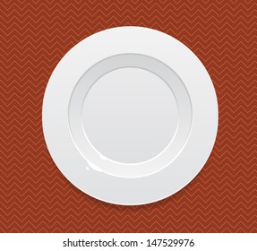realistic empty plate on tablecloth