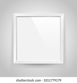 Realistic empty rectangular white frame with on gray background, border for your creative project, mock-up sample, vector design object