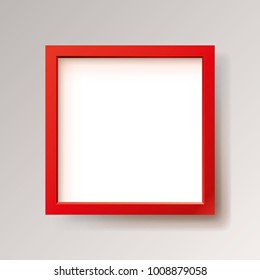 Realistic empty red frame on gray background, border for your creative project, mock-up sample, vector design object