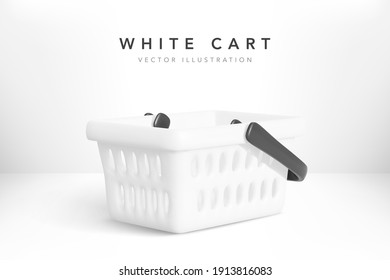 Realistic empty shopping basket. Online store. 3d shopping cart. Vector illustration