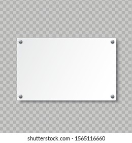 Realistic Empty Signboard On Transparent Background. Blank Door Sign 