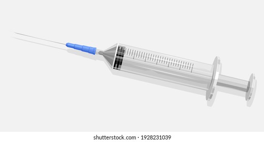 Realistic empty syringe with needle. Medical concept. Vaccine and vaccination. Vector illustration  isolated on white background.