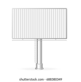 Realistic Empty Template White Large Billboard Advertising Construction Element for Urban Road. Vector illustration