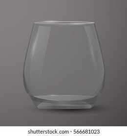 Realistic empty transparent glass against a dark background