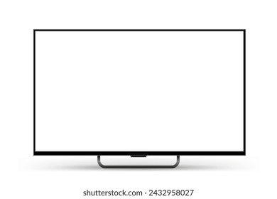 Realistic empty TV frame, mockup of a large modern black TV, modern stylish monitor, blank television template