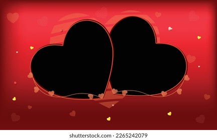 Realistic empty valentine day photo card frame, Retro photograph with love shape. Digital snapshot image. Template or mock up for design. Vector illustration and love.
