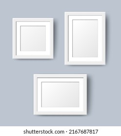 Realistic Empty Wall Photo Frame Set Stock Vector (Royalty Free ...