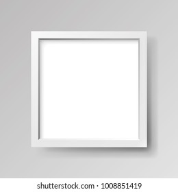 Realistic empty white frame on gray background, border for your creative project, mock-up sample, vector design object