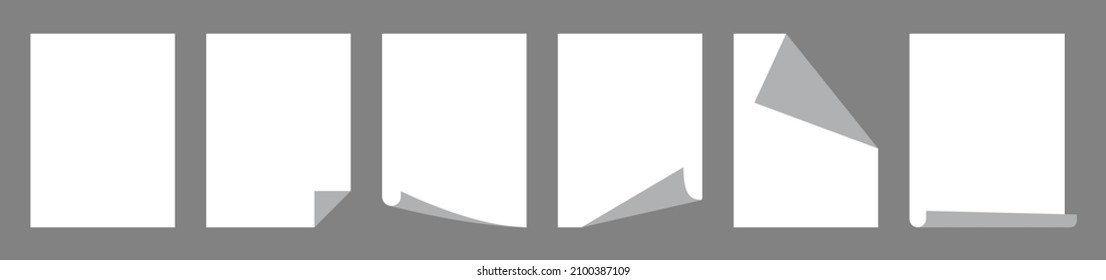 Realistic empty white paper sheet, paper sheet curled corner. vector illustration