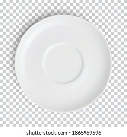 realistic empty white plate isolated on transparent background
