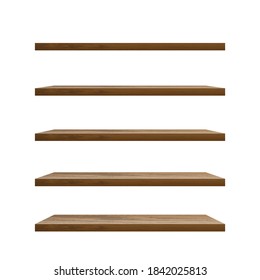 Realistic empty wooden shelf vector illustration